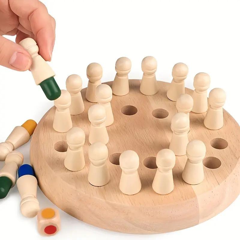 Color Memory Match Game for Kids, Wooden Memory Chess Game, Brain Training Concentration Game, Educational Toys for Preschoolers