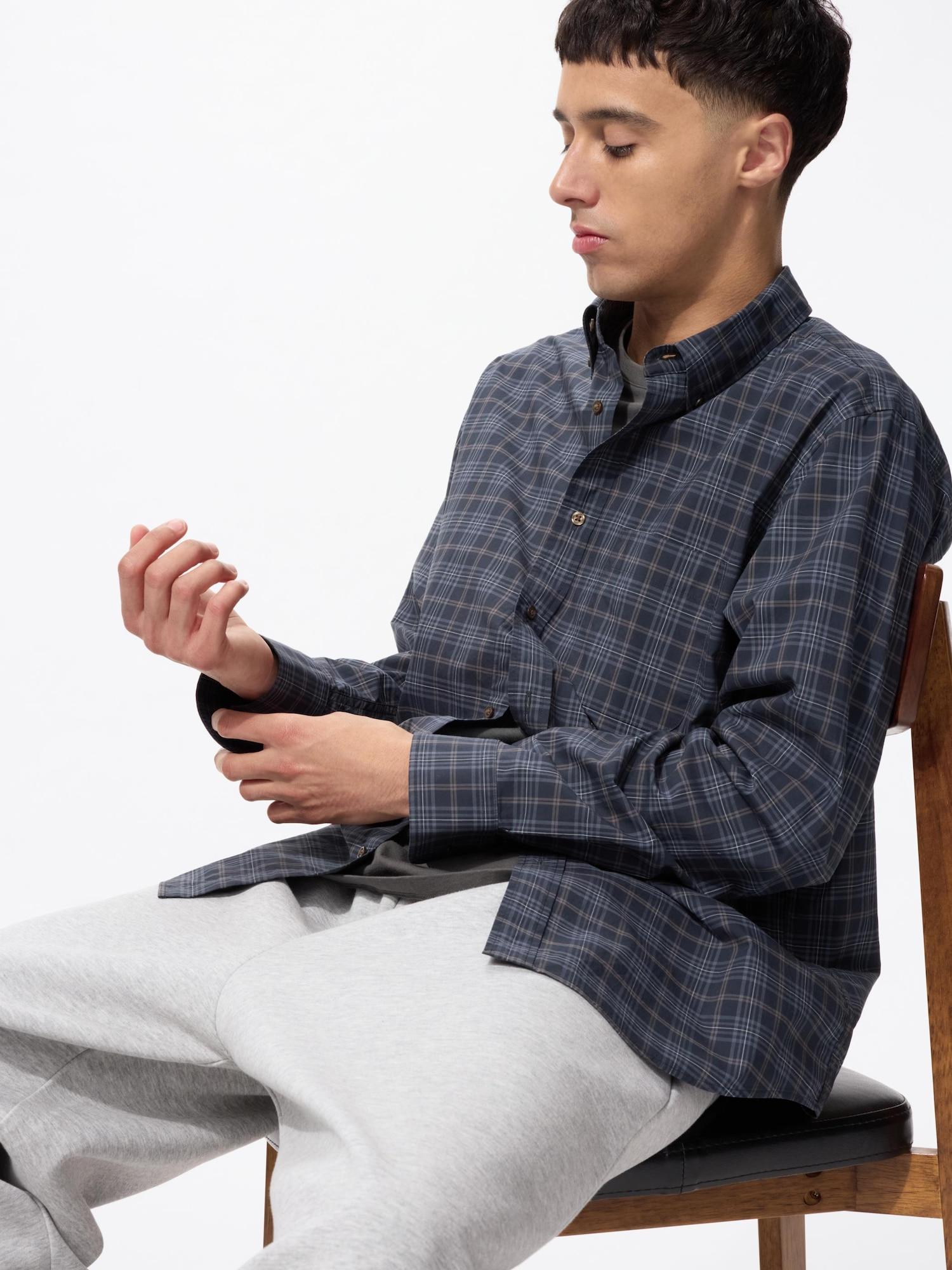 

Рубашка Uniqlo BroadCloth с длинным рукавом в клетку C 08 DARK GRAY/UNISEX L