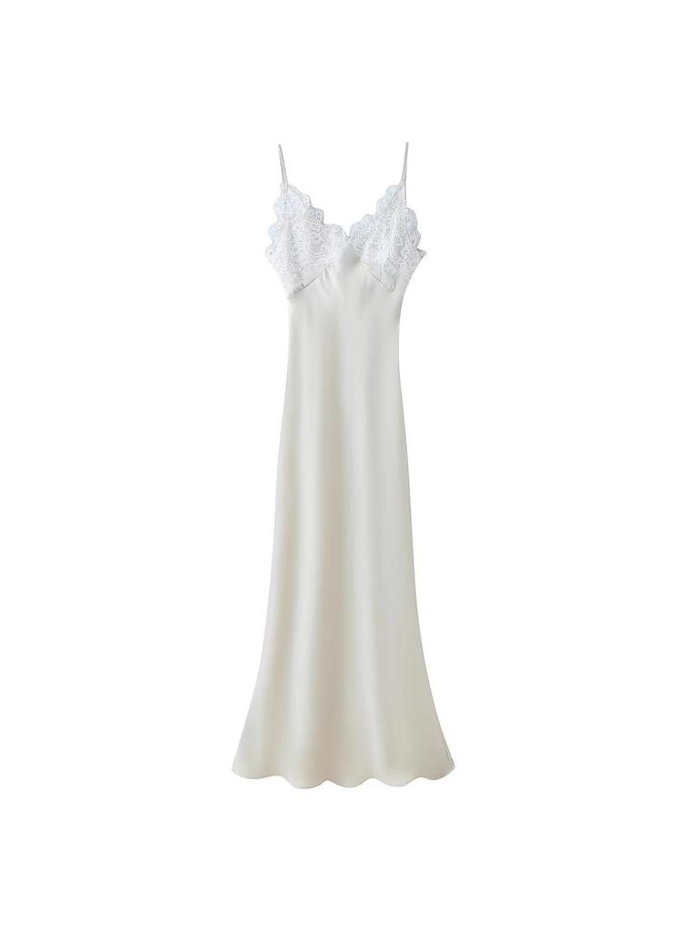 2025 Autumn/Winter European & American Women's Lace-Trimmed Dress: French Design