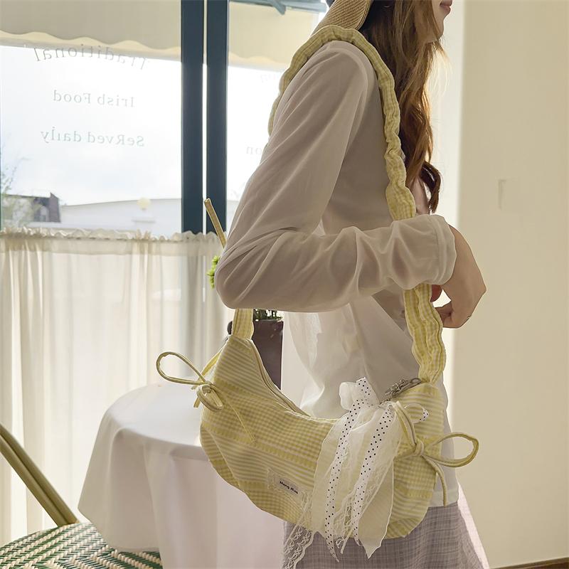 Borsa a mano da donna con fiocco e pieghe, borsa da spalla