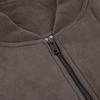 Giacca Bomber da Pilota da Donna Grigia Vintage con Collo Alto, Manica Lunga, Zip, in Pelle Scamosciata