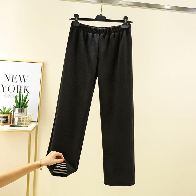 

Dralon Warm Casual Pants Women s Winter Thickened Oversized Trousers Easiest for Match Solid Color Wide-Leg Pants Home Fleece-lined Pajama Pants Black XL (recommended 60.00 kg-70.00 kg