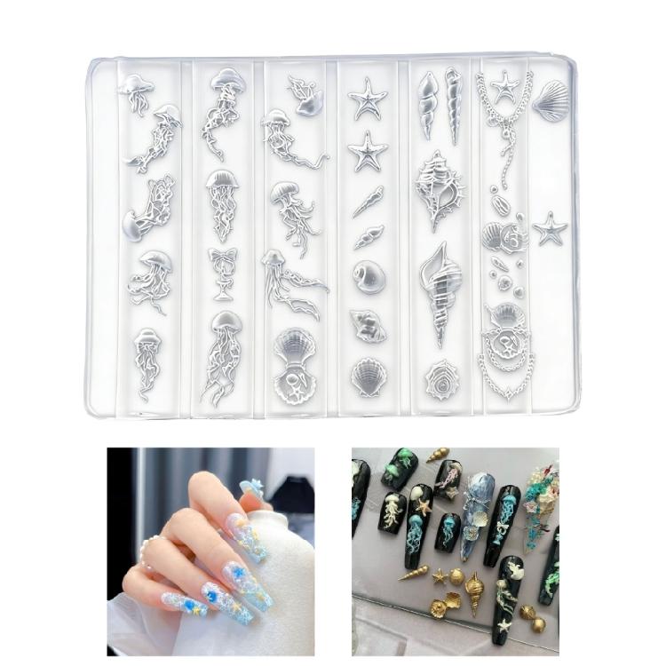 Multiple Pattern Silicone Nail Mold Offering Ocean Theme Choices for Effortless Creation of Beautiful 3D Gel Art Creations