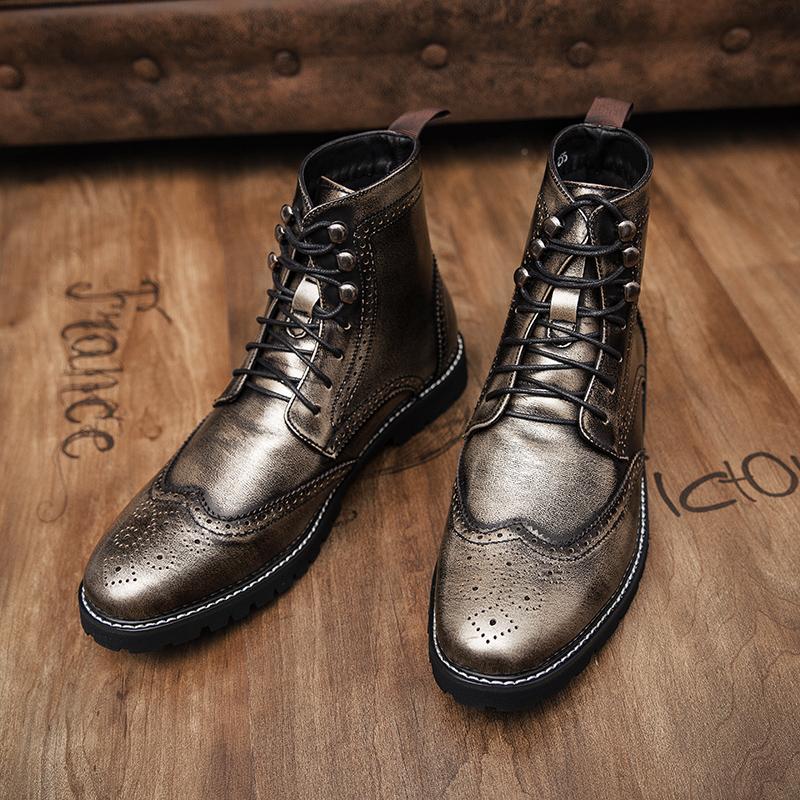 Mode Personalisierte Mode Business Herren Stiefel Dicke Sohle Rutschfest Langlebig Europäische High Top Lederschuhe Größe 38-48 Herrenstiefel