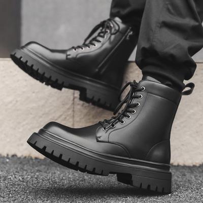 Martin Boots Men'S  New British Style High-Top Boots Heightening Leather Shoes Chelsea Short Boots 2848-J