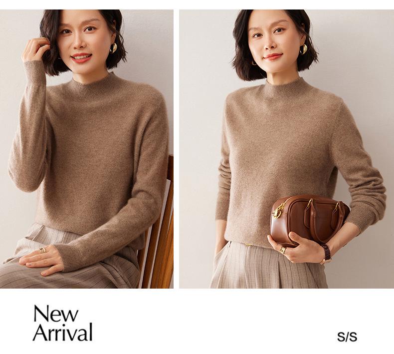 Women's Solid Color Cashmere Turtleneck Sweater - Autumn/Winter Base Layer Pullover