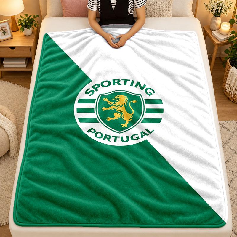 Flannel BlanketSporting CP FC Warm Soft Throw Blanket for Indoor Sofa Bed Living Room Use