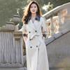 Women's Mid-Length Trench Coat - 2024 Spring/Autumn, Color Block, Fashionable British Style