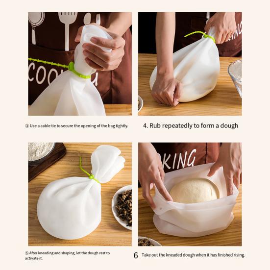 Kneading Dough Bag Silicone Dough Mixing Bag Reusable Hands-free No Stick Kitchen Tool for Mixing Resting Storage