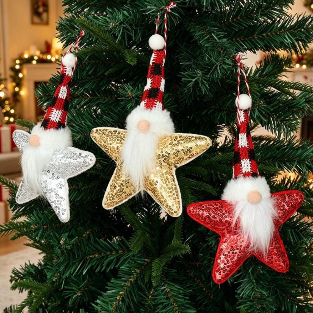 Sequined Fabric Christmas Gnome Ornament Hanging Star Gnome Decoration Christmas Tree Decor