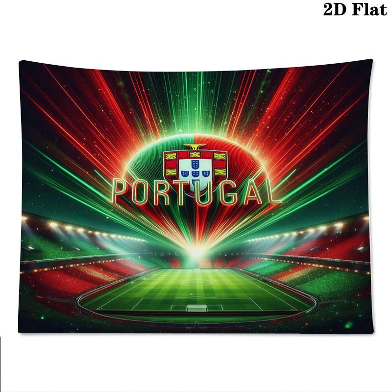 Portugal National Football Team Wall Tapestry Aesthetic Wall Hanging Printed Fabric Blanket Decorative Tapestries for Bedroom Living Room Home Decor