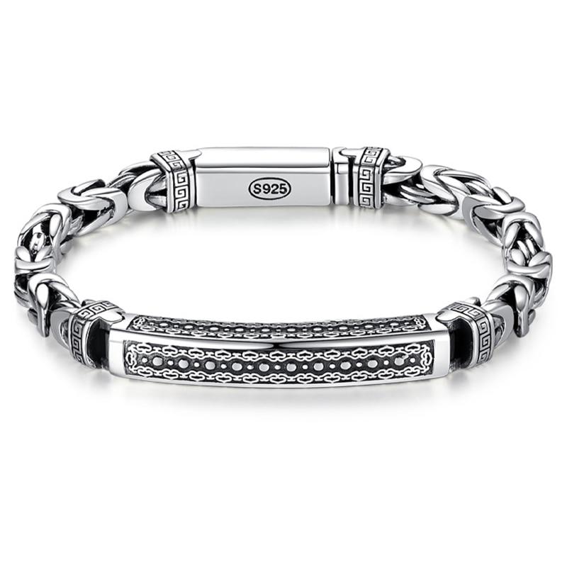 Nuova Moda Colore Argento Gioielli Bracciale Aumenta Ricchezza da Uomo Personalità Motivo Pace Retro Hipster Motivo Chiave Fibbia Regalo Accessorio