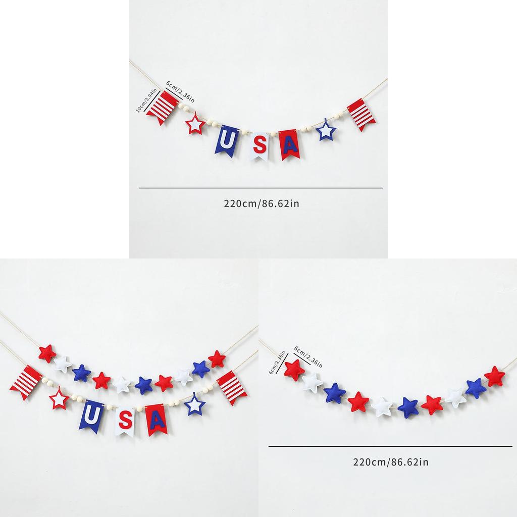 Usa Felt Banner Garland With Star Stripes For Independence Day Home Decor