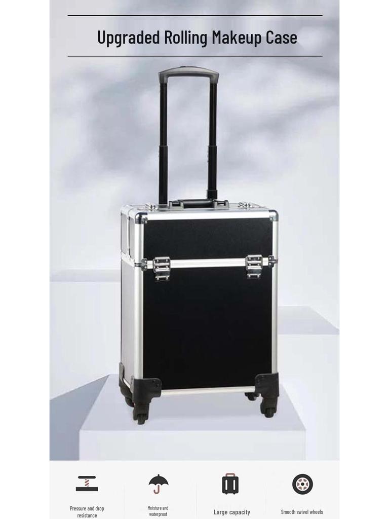 Large Universal Makeup Case with Wheels - Professional Storage for Beauty, Hairdressing, Nail Art, and Tattoo Supplies