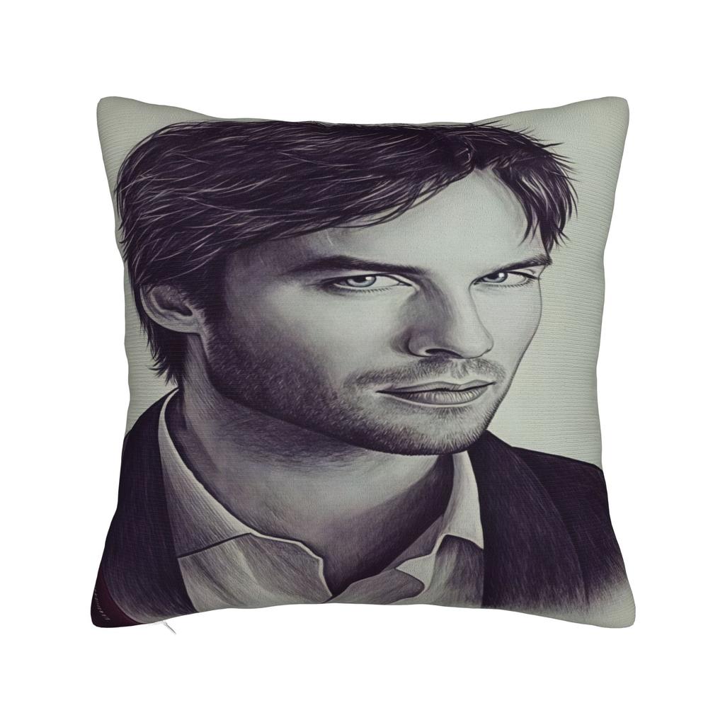 Vampire Diaries Damon Klaus Pillow Case Novelty Pillow Cover Graphic Pillowcases For Sofa Home Decoration