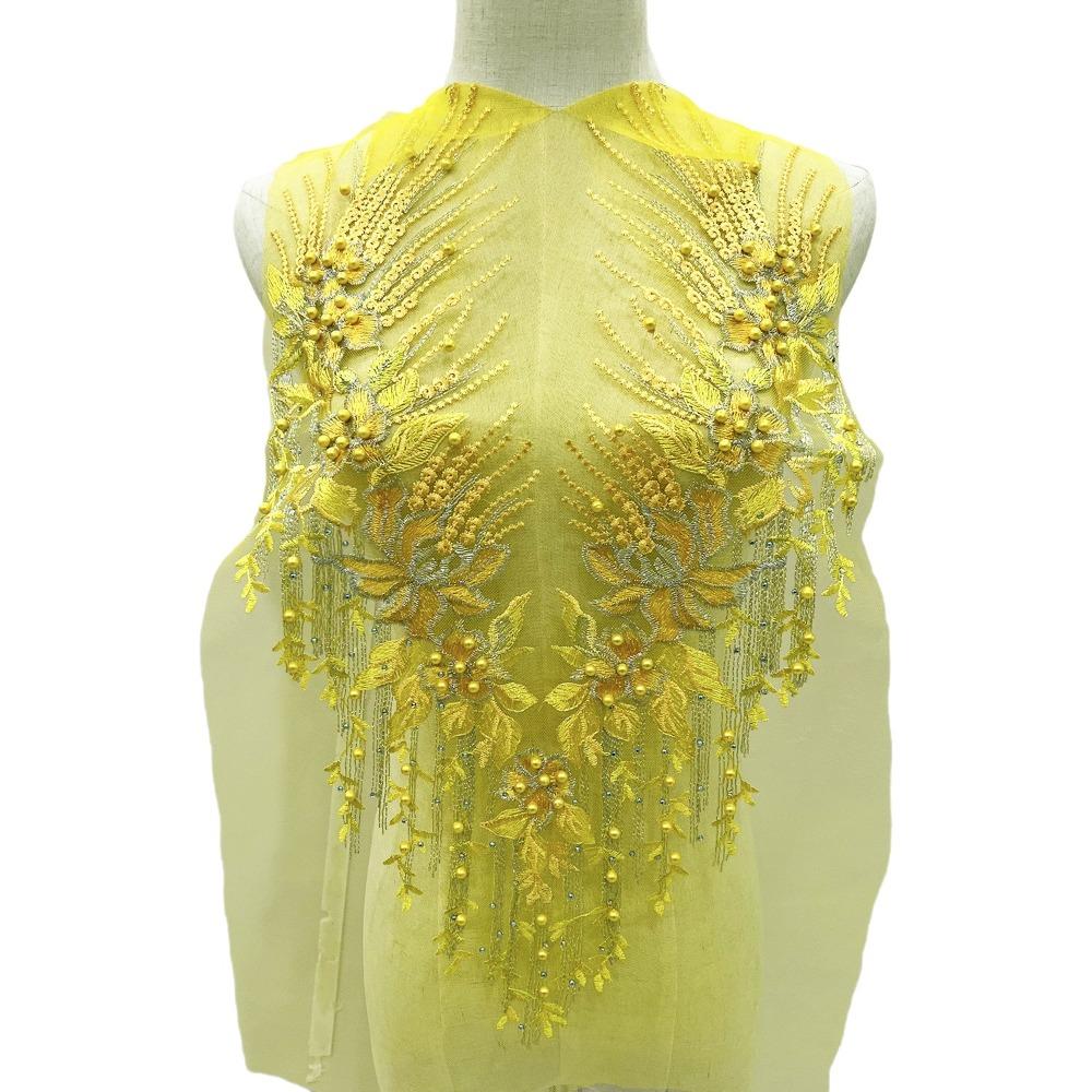 Vintage Lace Embroidery Patches Elegant Clothes Patches Flower Embroidered Patches  Sewing жёлтый