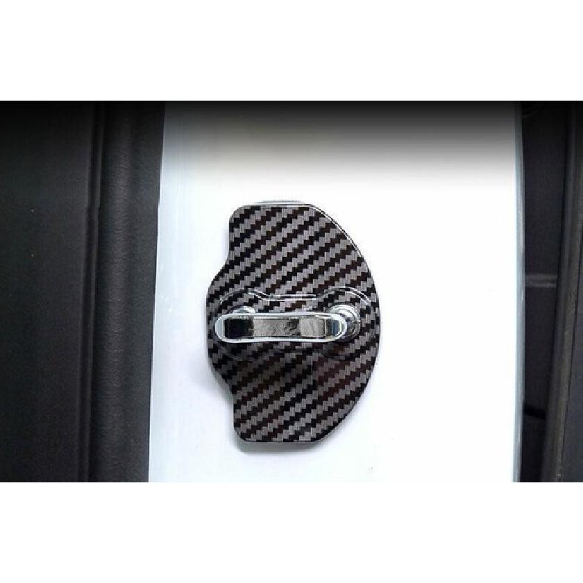 Carbon Fiber Door Buckle Protection Cover Trim 2PCS For Tesla Model X 2016-