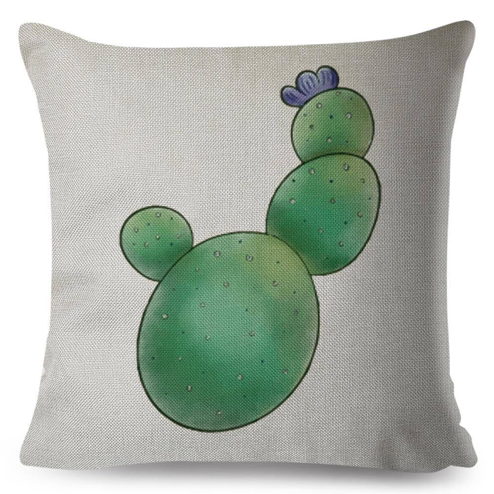 Cute Succulent Plant Cushion Covers Set Watercolor Potted Cactus In Cup Box Design Soft Pillow Home Decor Xcm