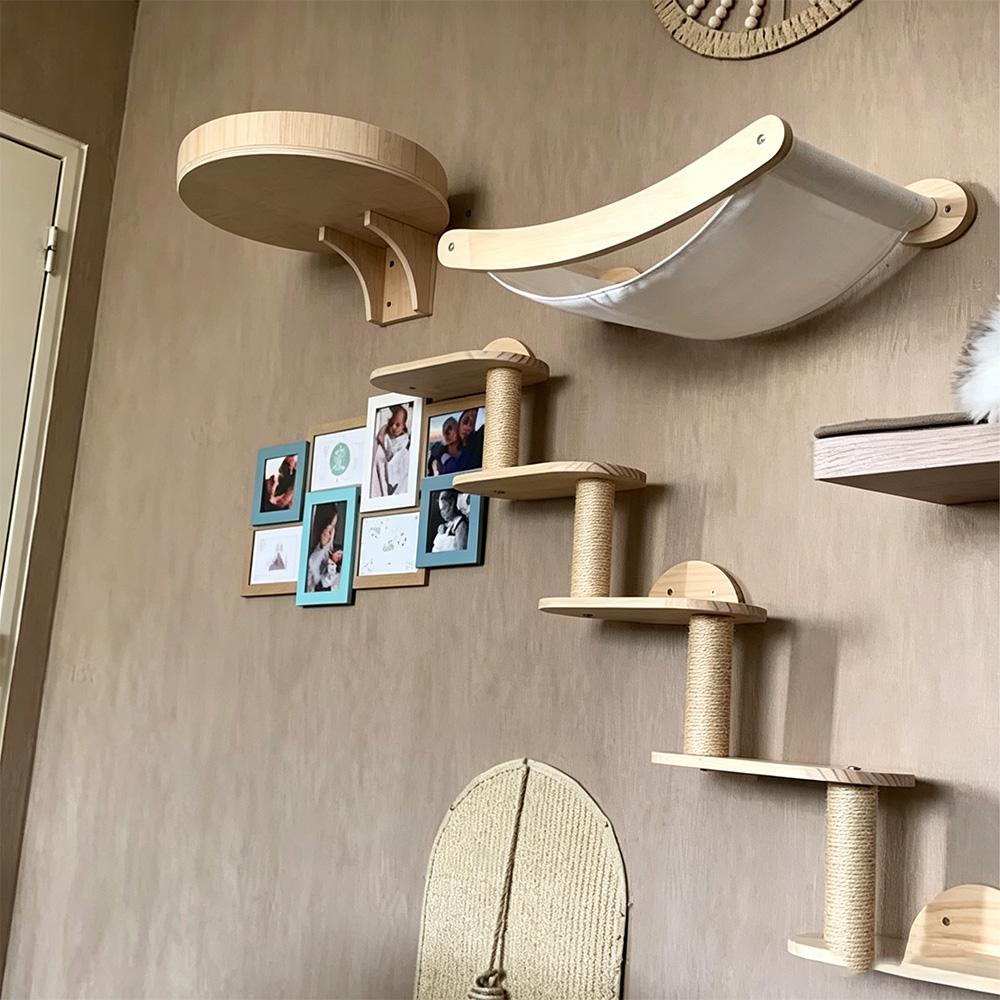 1PC Wall-mounted Cat Furniture Scratcher Hammock Hiding House Bridge Cat Climbing Shelves Cats Gym Playground Claw Grinding Toy