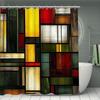 Creative Grid Decorative Shower Curtain Bathroom Set - Machine Washable, With 12 Hooks, Including Toilet Seat Cover And Bathtub