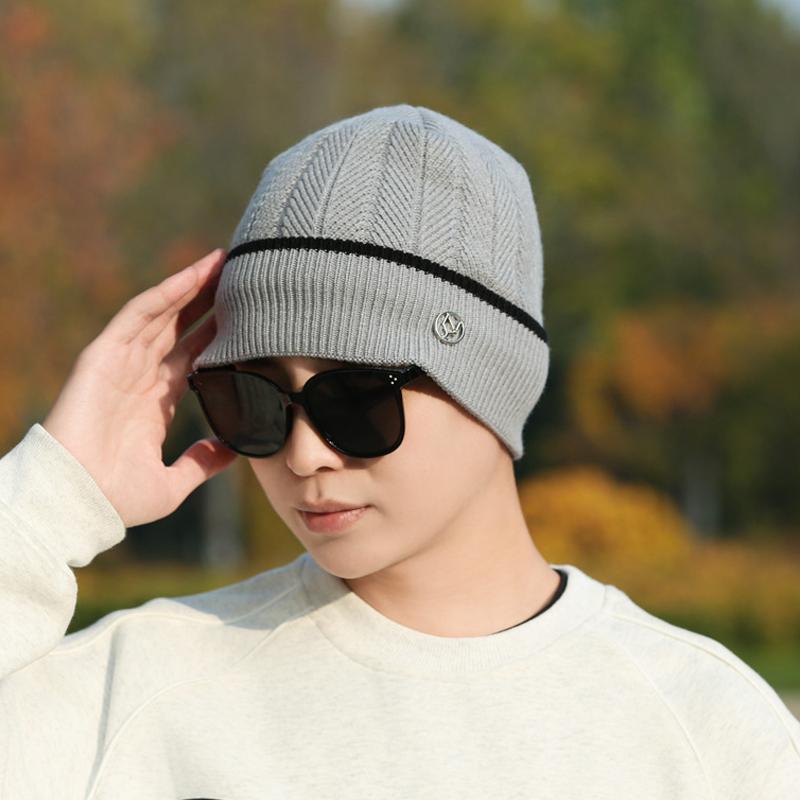 Autumn Winter Thick Knitted Cap Men Wool Cap Warm Fleece Cap Outdoor Sports Cap