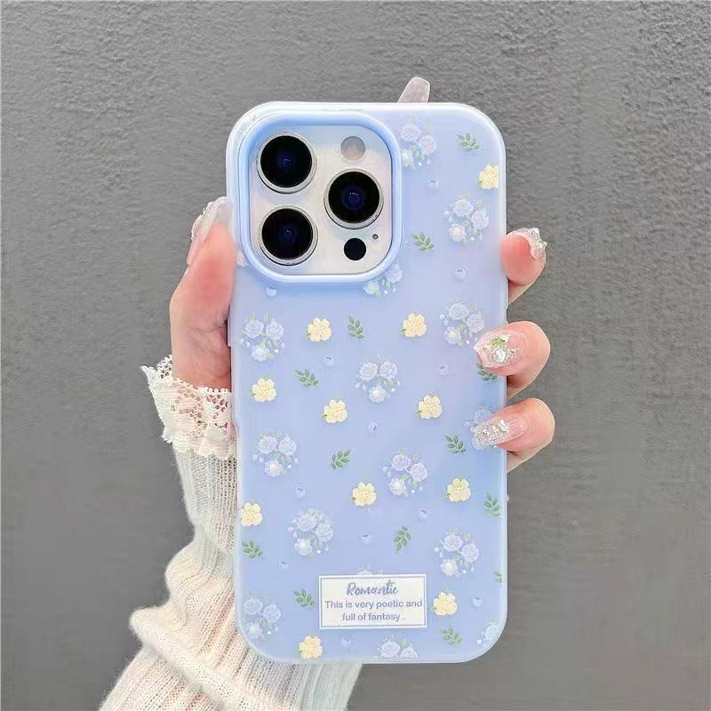 Minimalist floral print case suitable for Apple iPhone 17, iPhone 16, iPhone 15 Pro Max, new style for 14-year-old girls, 13-year-old girls.