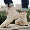 Autumn new mid-help outdoor thick-soled heightening wear-resistant shoes light luxury leather casual shoes