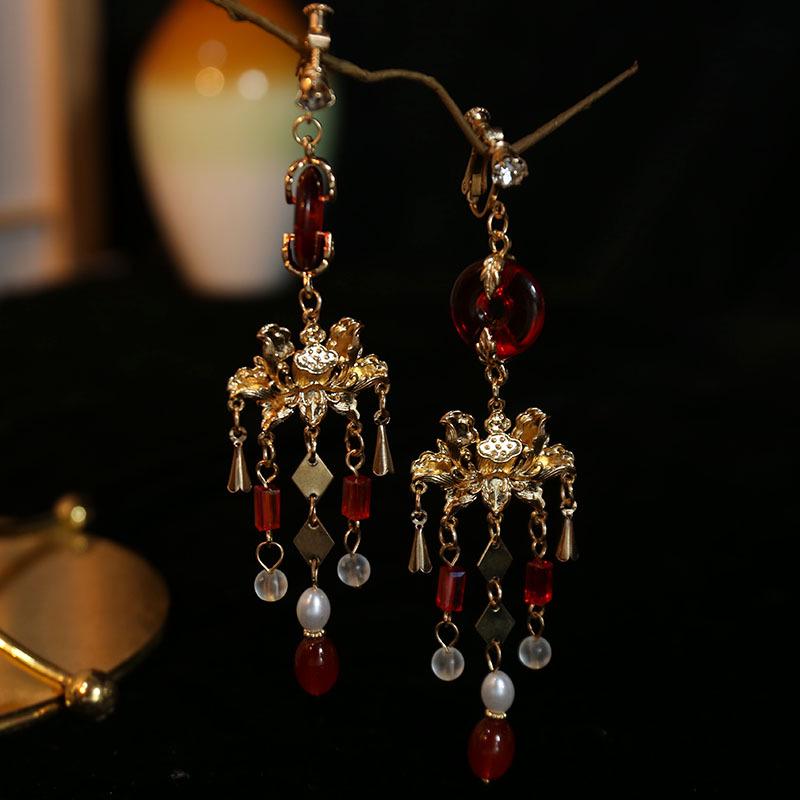 Red Tassel Earrings: Hanfu & Cheongsam Wedding Jewelry