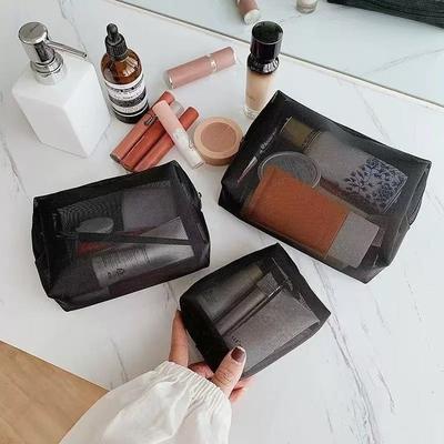 3-Piece Set Mesh Makeup Bag, Ins Style Cosmetic Organizer for Women,Portable Mini Travel Toiletry Pouch for Lipstick & Cosmetics