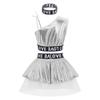 Girls 3 Piece Hip Hop Jazz Dance Costume One Shoulder Sleeveless Sequin Vest Metallic Tutu Skirt Letter Printed Hairband Set