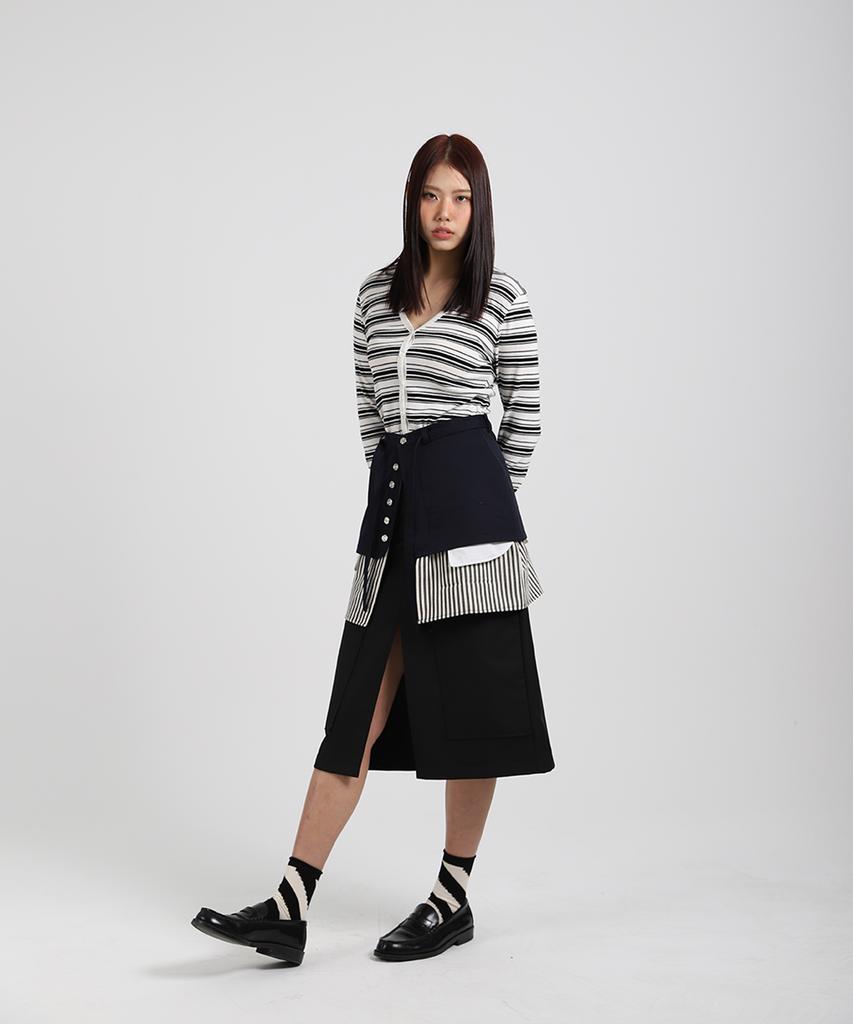 Cotton Rivers Club Striped Colored Skirt (Navy)