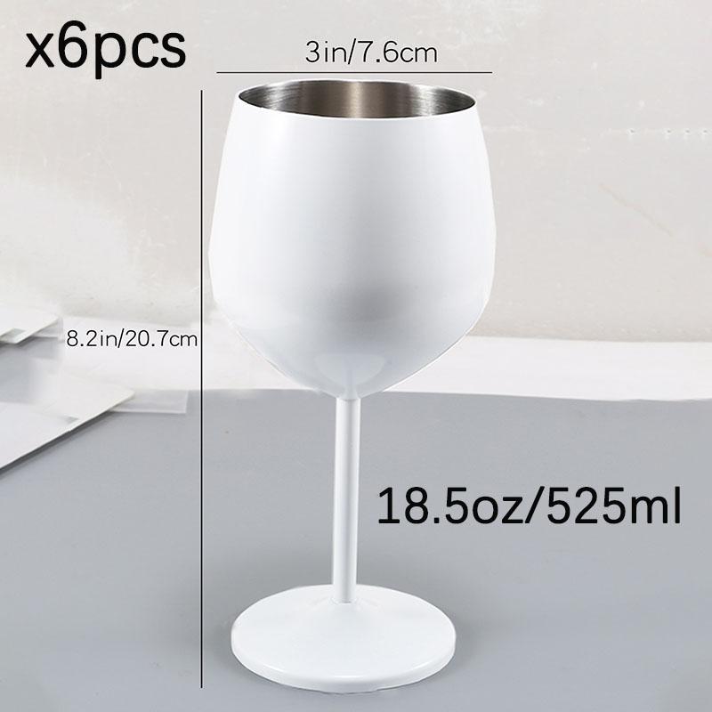6pcs Stainless Steel Wine Glass,Champagne Glass, Whiskey Glass, Creative Metal Goblet Red Wine Glass, Barrel-Type Drop-Resistant