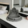 Gotische Kasteel Sieradenbakje Donkere Middeleeuwse Stijl PLA Decoratiebakje met Gedetailleerd Beeldhouwwerk & Boogontwerp Multifunctionele Organizer voor Ringen
