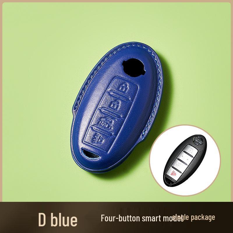 Skórzany Etui na Klucze ze Skóry Wyprawianej Roślinnie dla Nowego Kluczyka Samochodowego Sylphy Murano, Ręcznie Robiony Wzór Klamry dla Mężczyzn