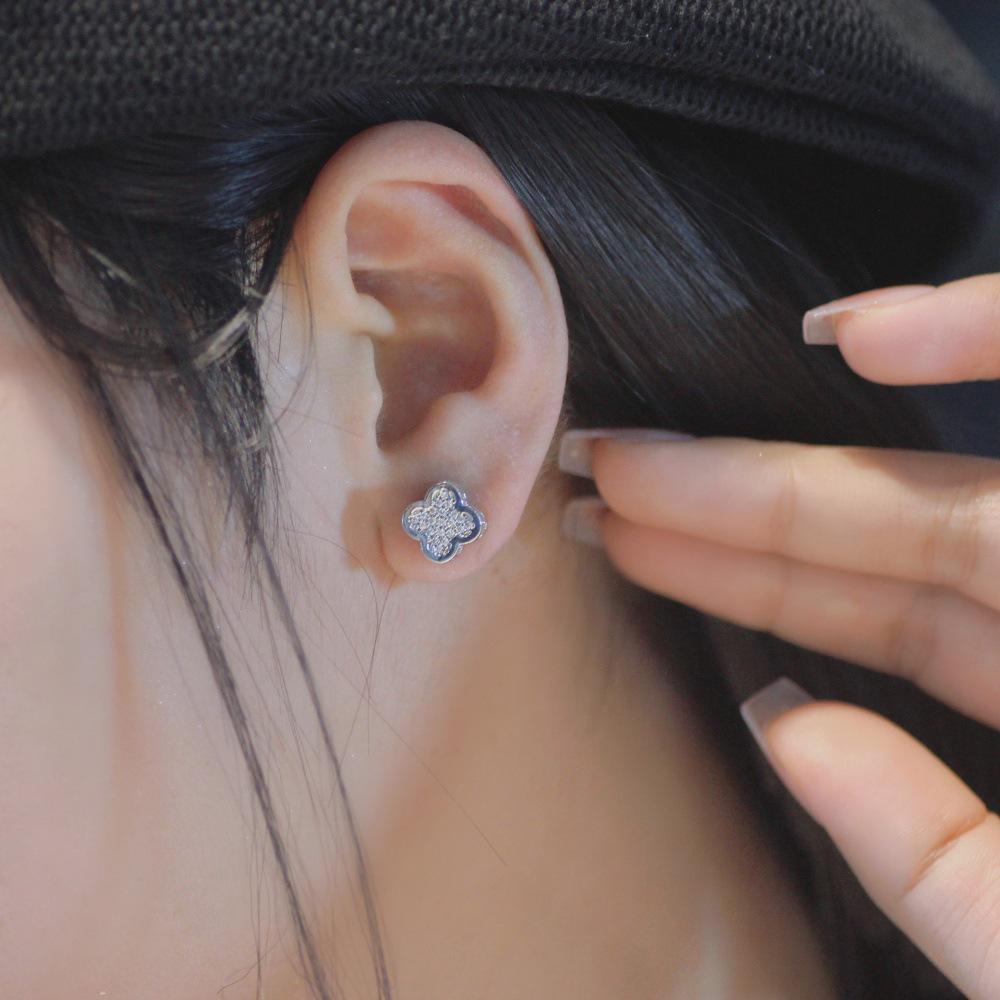 Damen High-End Modeschmuck 925er Silber Stecker mit elegantem Vorder- und Rückseitendesign