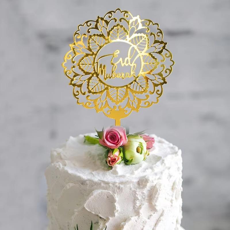 Elegant Acrylic Ramadan Cake Decor Crescent Moon Eid Mubarak For Middle Eastern Party Table Islamic Festival Dessert Decorations