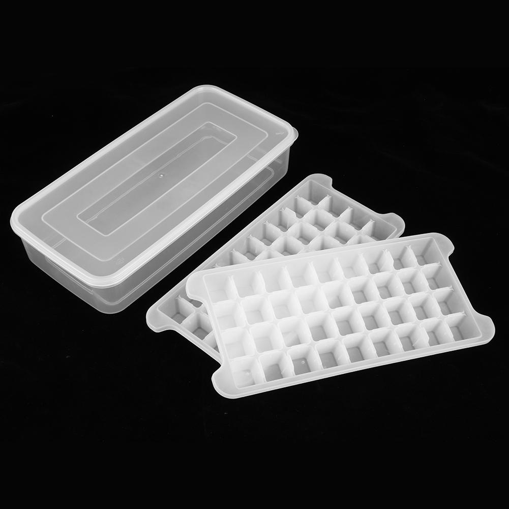 Lebensmittelecht Haushalt Küche DIY Eiswürfelform Tablett Eisbereiter mit Aufbewahrungsbox Versiegelter Deckel 1,7L Box 2 Schichten 72 Fächer