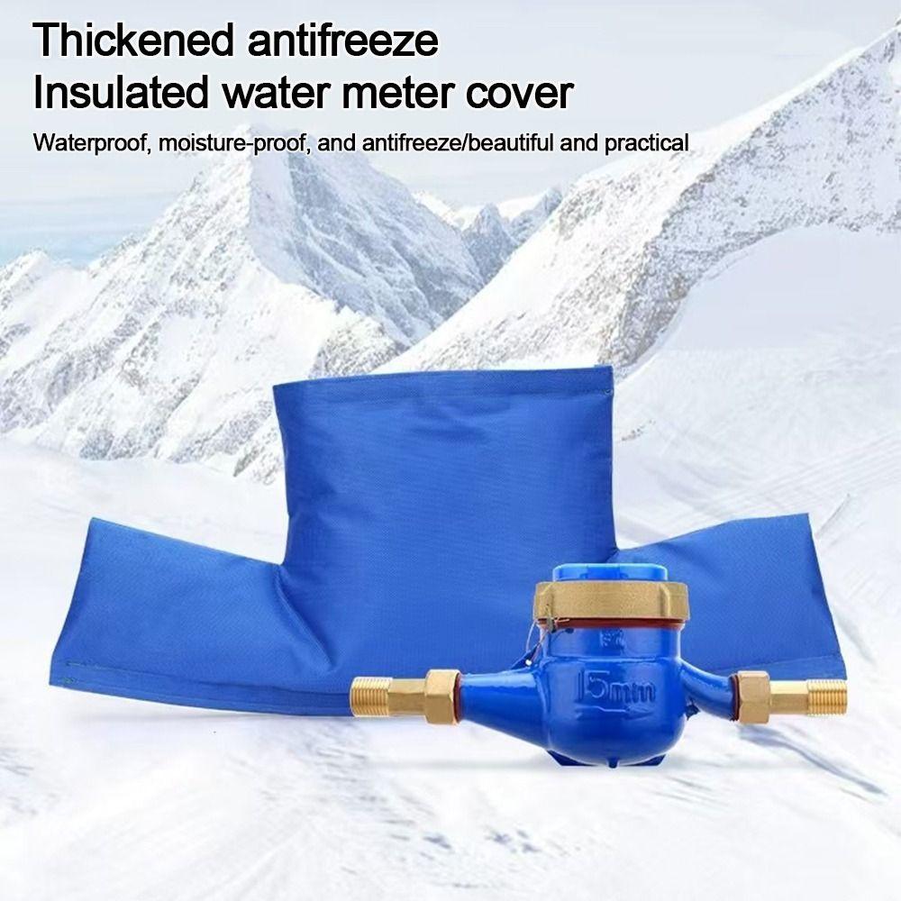 New Double Sided Waterproof Water Meter Insulation Cover Blue Detachable Antifreeze Cover 3 Way Pipe Freeze Protection Winter