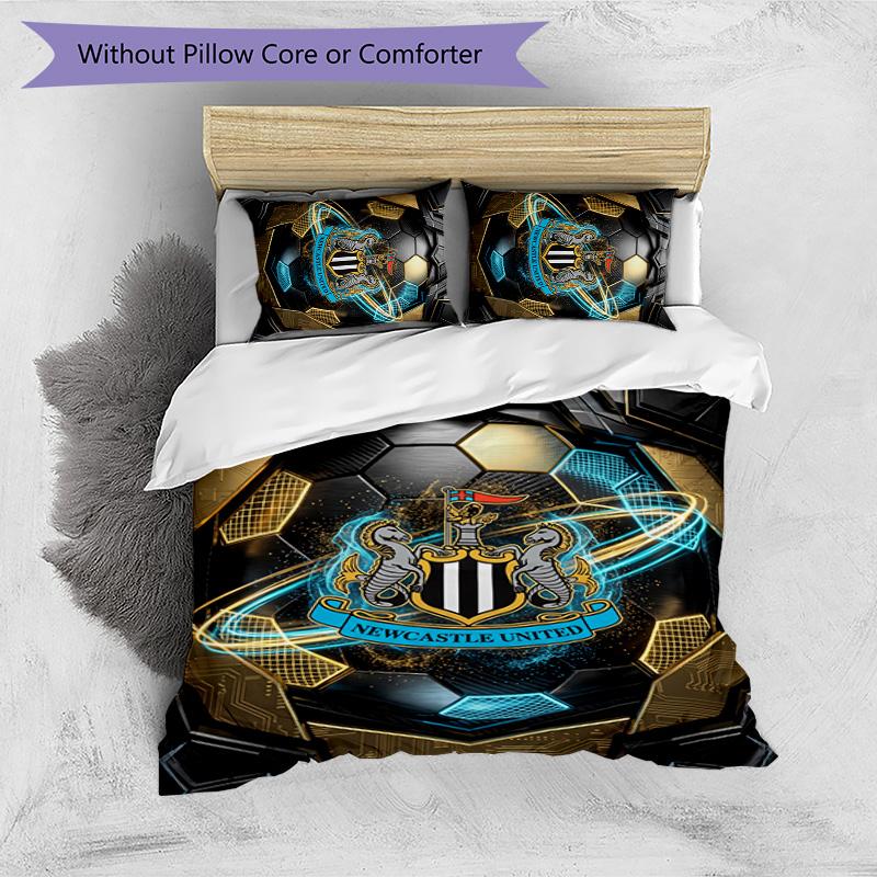 Newcastle United Football Printed 3 Pieces Bedding Set, Comfortable Skin Friendly Bedroom Duvet Cover Set
