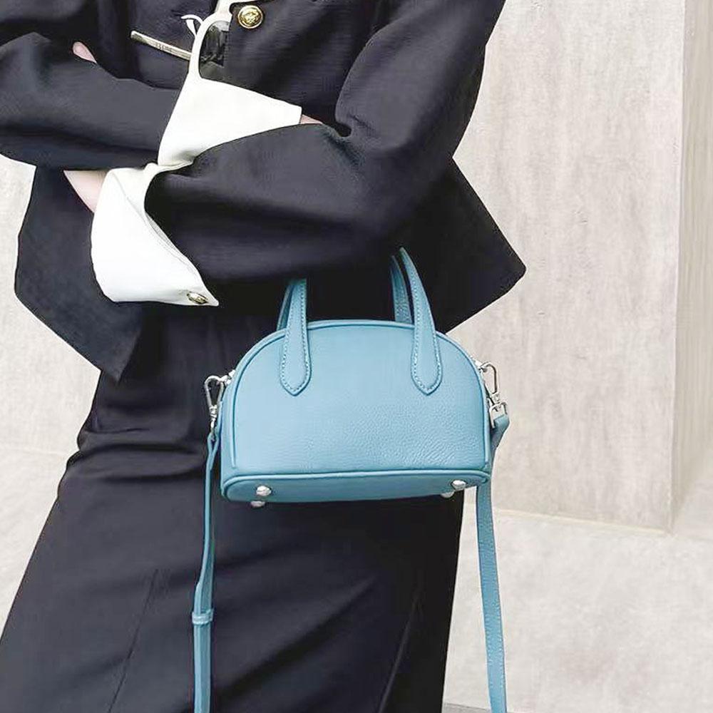 MATTIERE MT_27102 Simple Mini Boston Cow Leather Tote Crossbody Bag