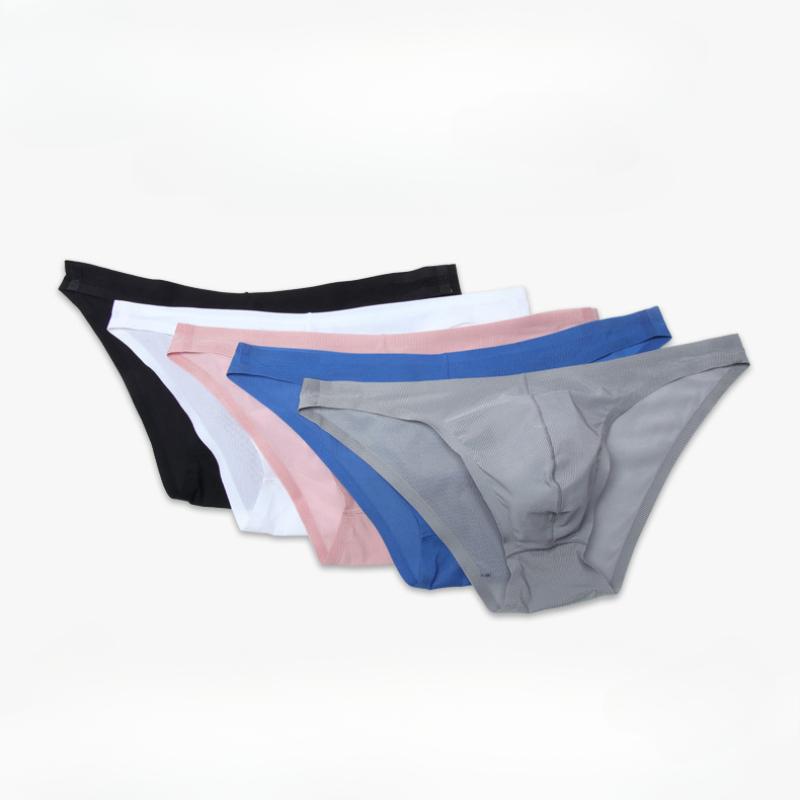 Men'S Briefs Seamless Ultra Thin Ice Silk Translucent Underwear U Convex Pouch Underpants Summer Breathable  Bikini Underpants