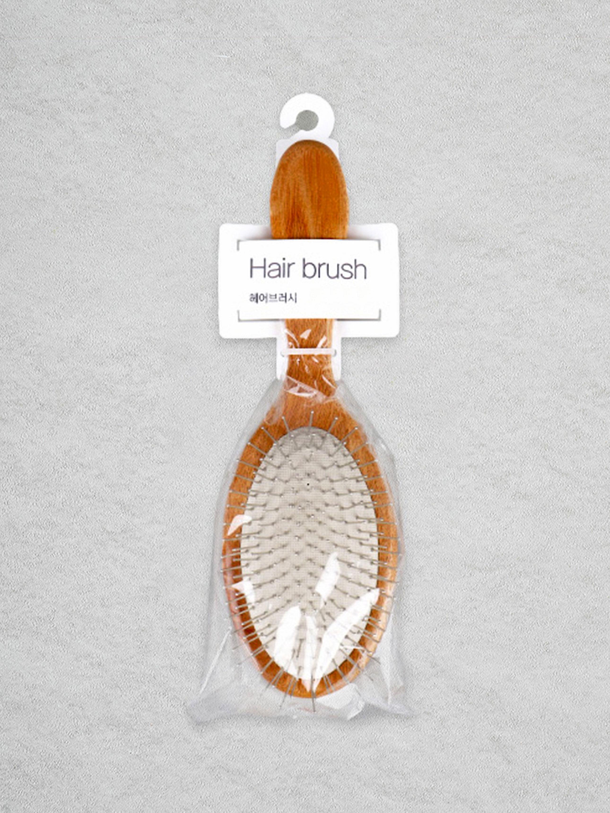 Large Round Wooden Pin Cushion Hair Brush 1ea