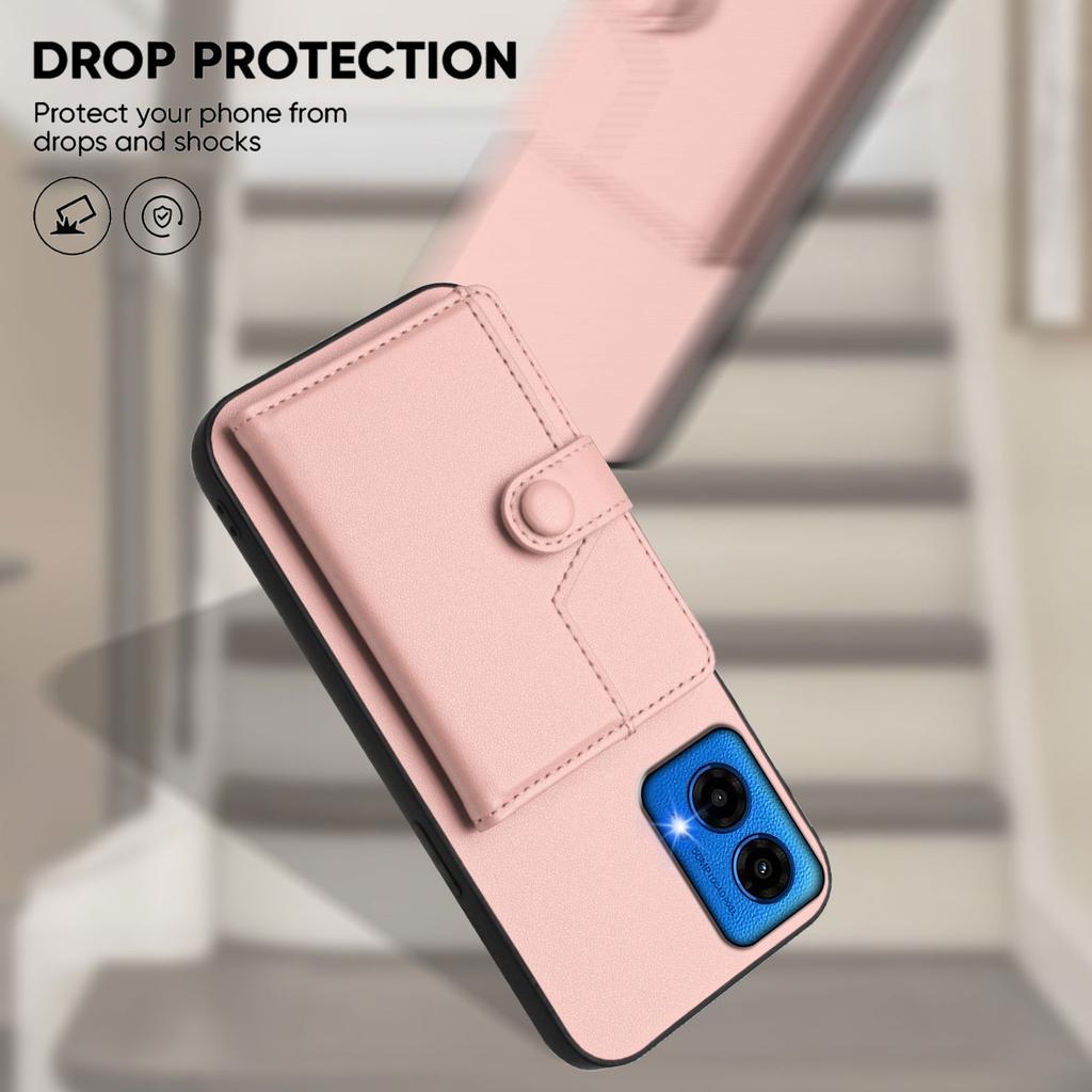 For Motorola Moto G34 5G/Motorola Moto G45 5G Case RFID Blocking Card Holder Kickstand TPU+PU Leather Phone Back Cover