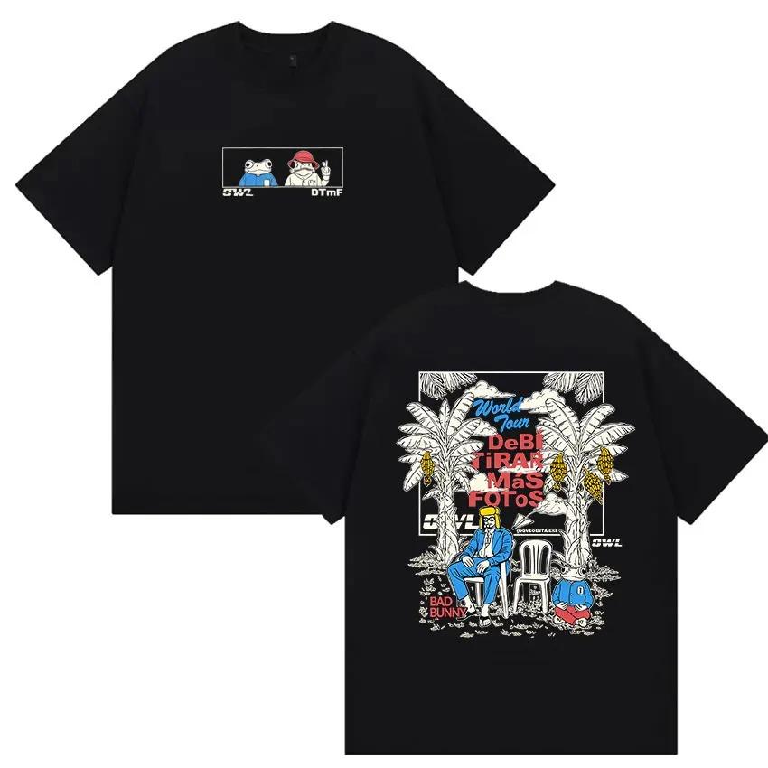Unisex Vintage Oversized Cotton TShirts Rapper Bad Bunny Debi Tirar Mas Fotos World Tour 2026 Fans Gift T Shirt Streetwear Y2K