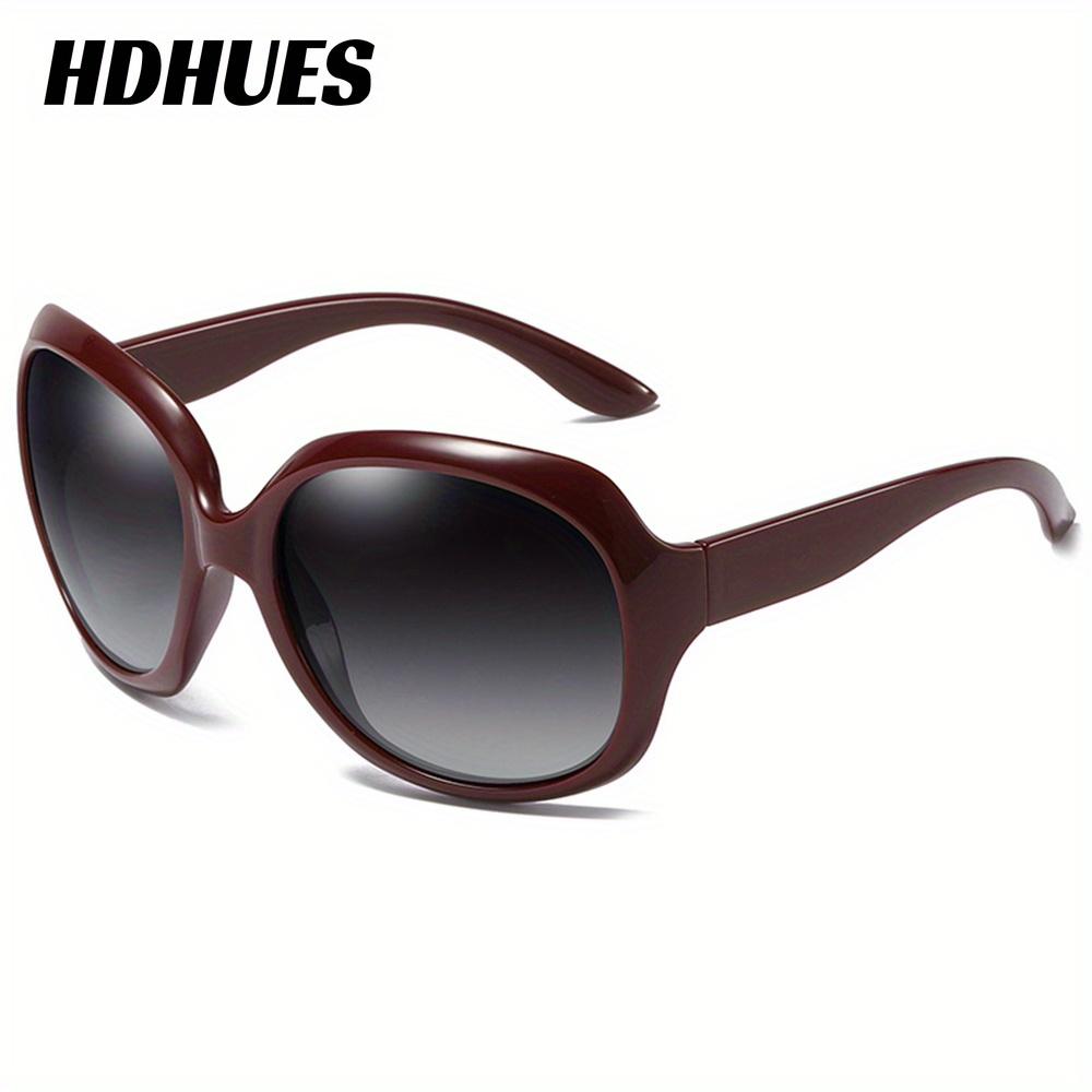 HdHues Женские и мужские большие овальные солнцезащитные очки в поляризованной оправе из смолы, очки коричневый