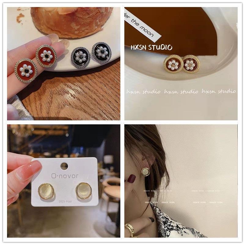 S925 Silver Cat s Eye Stone Earrings with Star Stud - Elegant Women s Fashion Jewelry