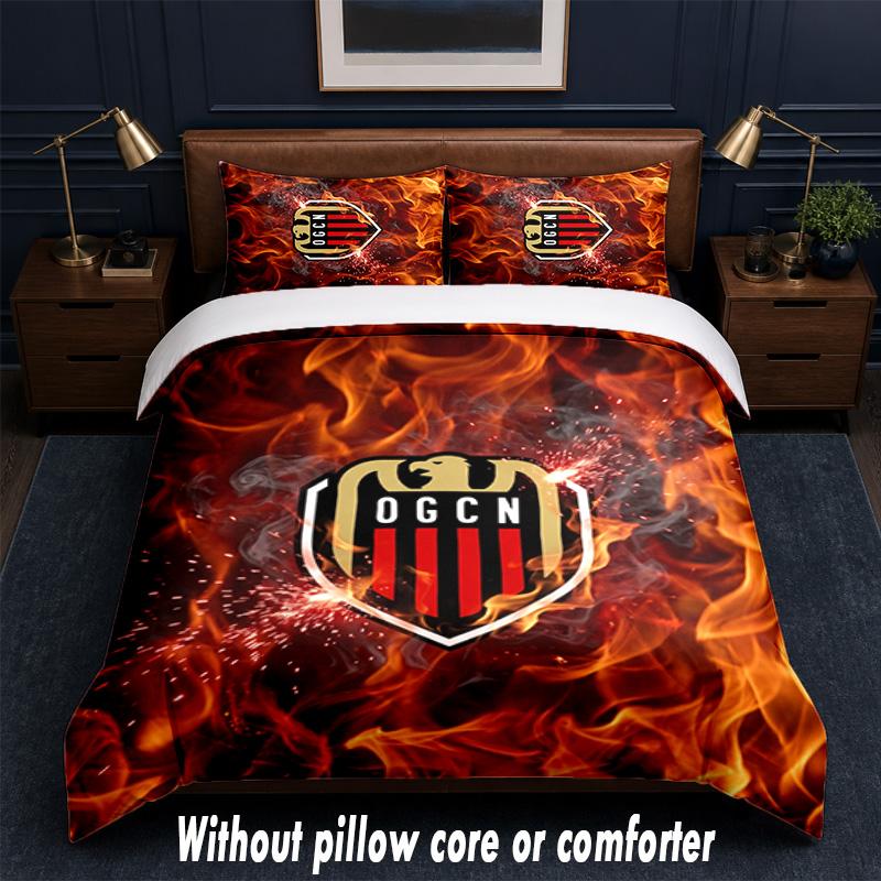 OGC Nice FC Design Bed Bedding Set 1 Duvet Cover + 2 Pillowcases Soft Breathable Household Bed Linens