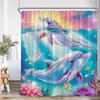 Sea Animals Shower Curtain 3D Dolphin Turtle Octopus Jellyfish Undersea World Bathroom Decoration Kids Polyester Bathtub Curtain