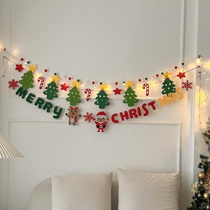 Christmas Felt Garland: Tree, Flower & Flag Decorations Set