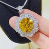 10 Carat Yellow Moissanite Pendant Necklace with Hearts & Arrows, Diamond Tester Pen & Certificate